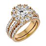 Moissanite Engagement Ring; 3 1/2 Carat Moissanite Bridal Set In 14 Karat Yellow Gold Image-2