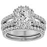 Moissanite Engagement Ring; 4 1/2 Carat Moissanite Bridal Set In 14 Karat White Gold Image-1