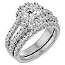 Moissanite Engagement Ring; 4 1/2 Carat Moissanite Bridal Set In 14 Karat White Gold Image-2