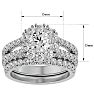 Moissanite Engagement Ring; 4 1/2 Carat Moissanite Bridal Set In 14 Karat White Gold Image-5
