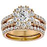 Moissanite Engagement Ring; 4 1/2 Carat Moissanite Bridal Set In 14 Karat Yellow Gold Image-1