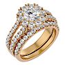 Moissanite Engagement Ring; 4 1/2 Carat Moissanite Bridal Set In 14 Karat Yellow Gold Image-2