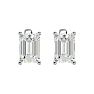1 1/2 Carat Emerald Shape Moissanite Stud Earrings In 14 Karat White Gold Image-2