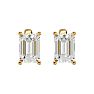 1 1/2 Carat Emerald Shape Moissanite Stud Earrings In 14 Karat Yellow Gold Image-2