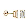 1 1/2 Carat Emerald Shape Moissanite Stud Earrings In 14 Karat Yellow Gold Image-3