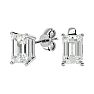 1 1/2 Carat Emerald Shape Moissanite Stud Earrings In Platinum Image-1