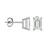 1 1/2 Carat Emerald Shape Moissanite Stud Earrings In Platinum Image-3