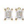 2 Carat Emerald Shape Moissanite Stud Earrings In 14 Karat Yellow Gold Image-2