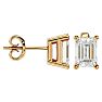 2 Carat Emerald Shape Moissanite Stud Earrings In 14 Karat Yellow Gold Image-3