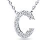 Letter C Diamond Initial Necklace In Sterling Silver With 12 Diamonds, 18 Inches Image-1
