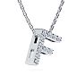 Letter F Diamond Initial Necklace In Sterling Silver With 11 Diamonds, 18 Inches Image-2