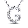 G Initial Necklace In Sterling Silver With 15 Diamonds, 18 Inches Image-1