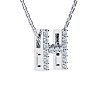 H Initial Necklace In Sterling Silver With 15 Diamonds, 18 Inches Image-2