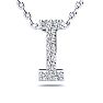 Letter I Diamond Initial Necklace In Sterling Silver With 9 Diamonds, 18 Inches Image-1