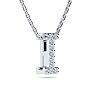 Letter I Diamond Initial Necklace In Sterling Silver With 9 Diamonds, 18 Inches Image-2