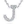 J Initial Necklace In Sterling Silver With 11 Diamonds, 18 Inches Image-1