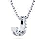 J Initial Necklace In Sterling Silver With 11 Diamonds, 18 Inches Image-2