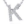 K Initial Necklace In Sterling Silver With 15 Diamonds, 18 Inches Image-1