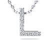 L Initial Necklace In Sterling Silver With 9 Diamonds, 18 Inches Image-1