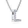 L Initial Necklace In Sterling Silver With 9 Diamonds, 18 Inches Image-2