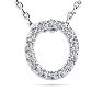 Letter O Diamond Initial Necklace In Sterling Silver With 16 Diamonds, 18 Inches Image-1