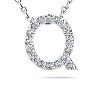 Letter Q Diamond Initial Necklace In Sterling Silver With 17 Diamonds, 18 Inches Image-1