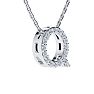 Letter Q Diamond Initial Necklace In Sterling Silver With 17 Diamonds, 18 Inches Image-2