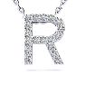 Letter R Diamond Initial Necklace In Sterling Silver With 18 Diamonds, 18 Inches Image-1