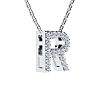 Letter R Diamond Initial Necklace In Sterling Silver With 18 Diamonds, 18 Inches Image-2
