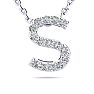 S Initial Necklace In Sterling Silver With 15 Diamonds, 18 Inches Image-1