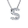 S Initial Necklace In Sterling Silver With 15 Diamonds, 18 Inches Image-2