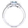 Aquamarine Ring: Aquamarine Jewelry: 1 Carat Aquamarine and Two Diamond Heart Ring In 1.4 Karat White Gold™ Image-3