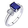 1 1/4 Carat Sapphire and Two Diamond Heart Ring In 1.4 Karat White Gold™ Image-2