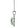 2 1/4 Carat Cushion Cut Green Amethyst and Halo Diamond Necklace In 14 Karat White Gold, 18 Inches Image-3