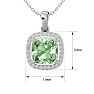 2 1/4 Carat Cushion Cut Green Amethyst and Halo Diamond Necklace In 14 Karat White Gold, 18 Inches Image-5