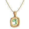 2 1/4 Carat Cushion Cut Green Amethyst and Halo Diamond Necklace In 14 Karat Yellow Gold, 18 Inches Image-4