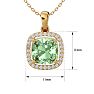2 1/4 Carat Cushion Cut Green Amethyst and Halo Diamond Necklace In 14 Karat Yellow Gold, 18 Inches Image-5