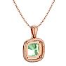 2 1/4 Carat Cushion Cut Green Amethyst and Halo Diamond Necklace In 14 Karat Rose Gold, 18 Inches Image-4