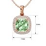 2 1/4 Carat Cushion Cut Green Amethyst and Halo Diamond Necklace In 14 Karat Rose Gold, 18 Inches Image-5