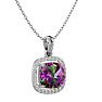 2-1/4 Carat Cushion Shape Mystic Topaz Necklace With Diamond Halo In 14 Karat White Gold, 18 Inches Image-2