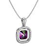 2-1/4 Carat Cushion Shape Mystic Topaz Necklace With Diamond Halo In 14 Karat White Gold, 18 Inches Image-4