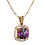 2-1/4 Carat Cushion Shape Mystic Topaz Necklace With Diamond Halo In 14 Karat Yellow Gold, 18 Inches Image-2