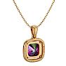 2-1/4 Carat Cushion Shape Mystic Topaz Necklace With Diamond Halo In 14 Karat Yellow Gold, 18 Inches Image-4