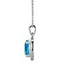 2 3/4 Carat Cushion Cut Blue Topaz and Halo Diamond Necklace In 14 Karat White Gold, 18 Inches Image-3