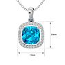 2 3/4 Carat Cushion Cut Blue Topaz and Halo Diamond Necklace In 14 Karat White Gold, 18 Inches Image-5