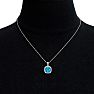 2 3/4 Carat Cushion Cut Blue Topaz and Halo Diamond Necklace In 14 Karat White Gold, 18 Inches Image-6