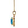 2 3/4 Carat Cushion Cut Blue Topaz and Halo Diamond Necklace In 14 Karat Yellow Gold, 18 Inches Image-3