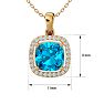 2 3/4 Carat Cushion Cut Blue Topaz and Halo Diamond Necklace In 14 Karat Yellow Gold, 18 Inches Image-5