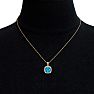 2 3/4 Carat Cushion Cut Blue Topaz and Halo Diamond Necklace In 14 Karat Yellow Gold, 18 Inches Image-6