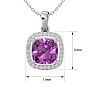 2 3/4 Carat Cushion Cut Pink Topaz and Halo Diamond Necklace In 14 Karat White Gold, 18 Inches Image-5
